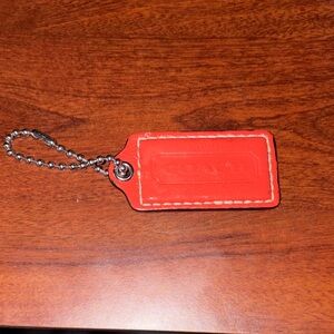 Coach Orange Leather Bag Hang Tag Keychain